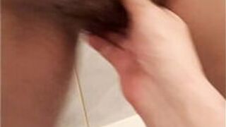 hairy chick takes a shower after an orgy - porn video