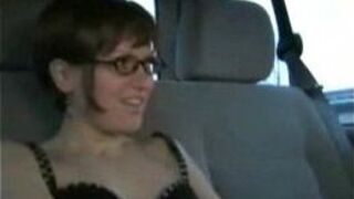 Shorthaired nerd first time anal in a car - porn video