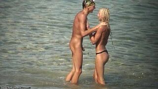 Topless blonde teen beach video - porn video