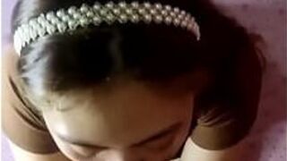 Cheating with Indonesian wife in office bathroom ends in sucking cock - porn video