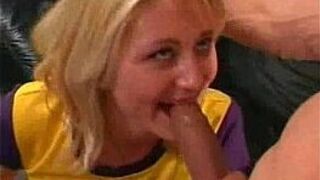 Blonde hooker gets some jizz in her eye - porn video