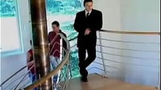 Three horny guys in a hot threesome - porn video