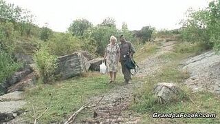 Mature couple having fun in nature - porn video
