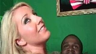 Big Titted Blonde Sucks Black Cock - porn video
